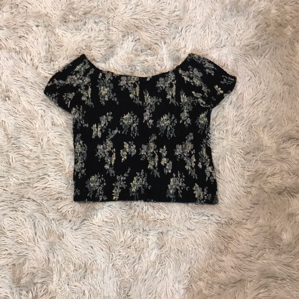 Floral black crop top